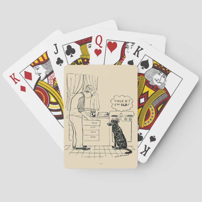 Hund som får äldre kortlek (Baksidan)