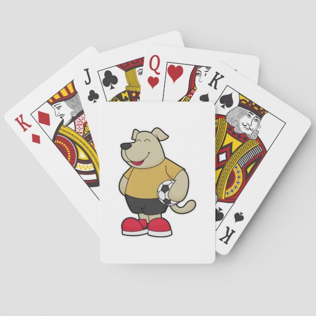Hund som fotbollsspelare med fotbollsboll casinokort (Baksidan)