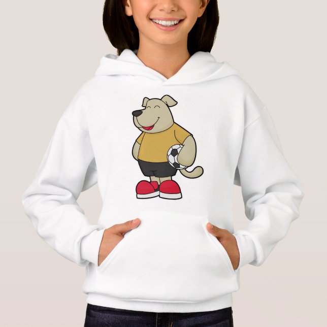 Hund som fotbollsspelare med fotbollsboll t shirt (Framsida)