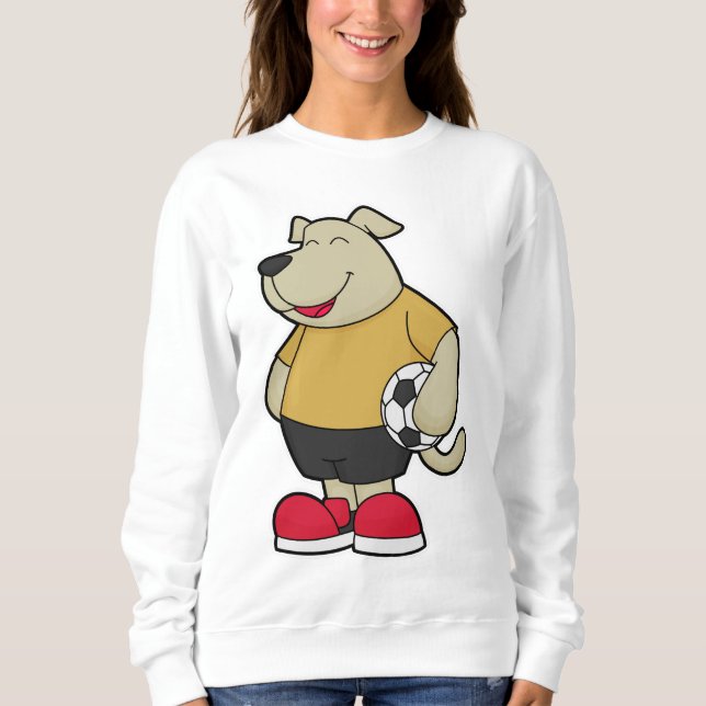 Hund som fotbollsspelare med fotbollsboll t shirt (Framsida)