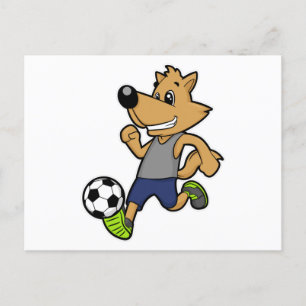 Hund som fotbollsspelare vid fotbollsspelaren vykort