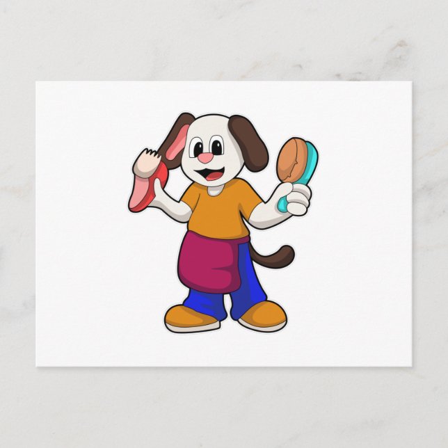 Hund som frisör med rakhyvel vykort (Framsida)