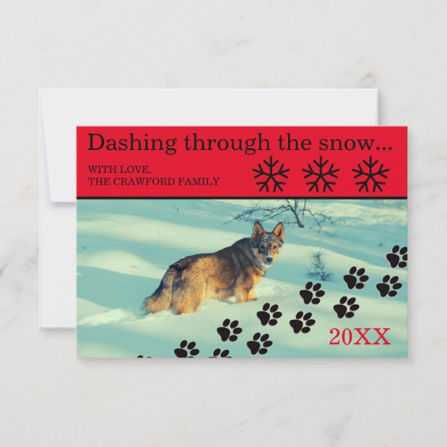Hund som går igenom Snö - julkort Inbjudningar (Framsida)