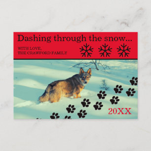 Hund som går igenom Snö - julkort Inbjudningar