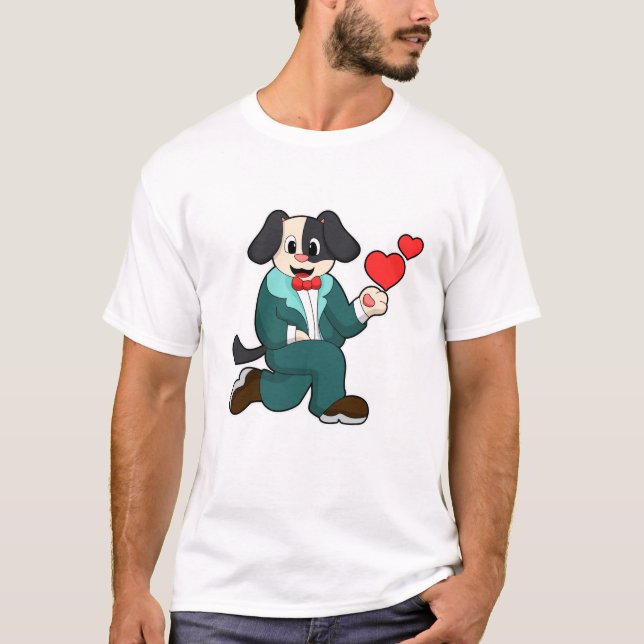 Hund som Groom med Kostym & Tie T Shirt (Framsida)
