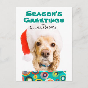 Hund som ha på sig den santa hatten, innehavgåva helg vykort