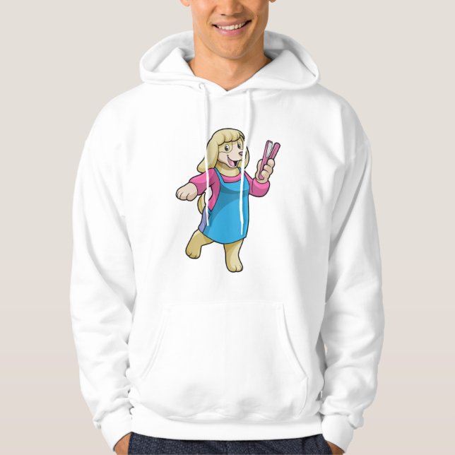 Hund som Hairdresser med Comb Hoodie (Framsida)
