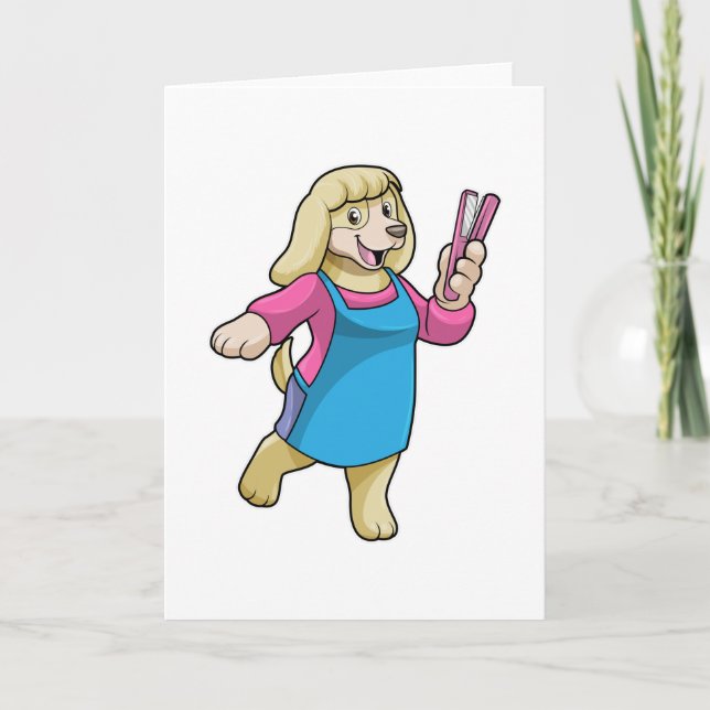 Hund som Hairdresser med Comb Kort (Framsida)