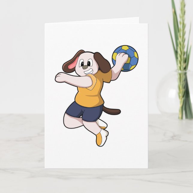 Hund som handbollsspelare med handboll kort (Framsida)