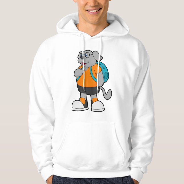 Hund som Hiker med ryggsäck Hoodie (Framsida)