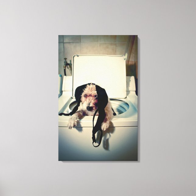 Hund som hjälper dig att tvätta canvastryck (Framsida)