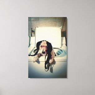 Hund som hjälper dig att tvätta canvastryck