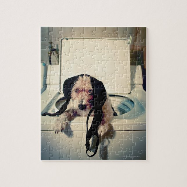 Hund som hjälper dig att tvätta pussel (Vertikal)