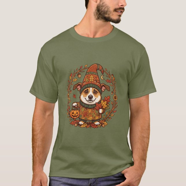 hund som hösttomte t shirt (Framsida)