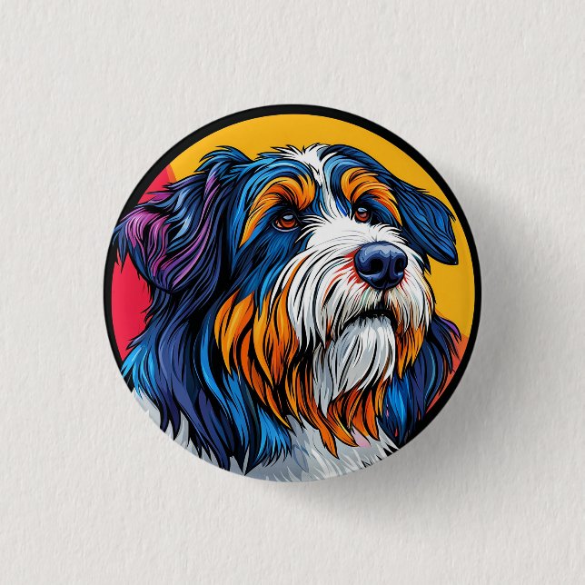Hund som illustrerar livfull kreativitet knapp (Framsida)