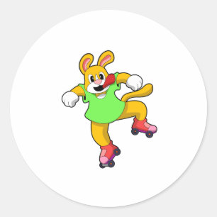 Hund som infogad Skater med textbundna skal Runt Klistermärke