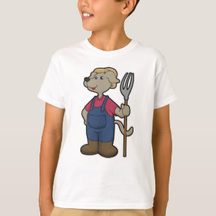 Hund som jordbrukare med kummel och hatt t shirt