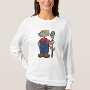 Hund som jordbrukare med kummel och hatt t shirt