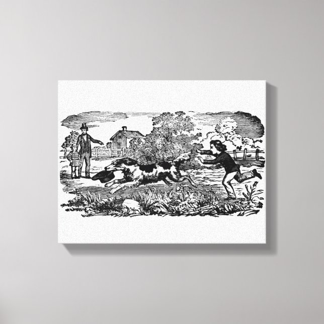 Hund som kör antika husdjurskonst som segrare canvastryck (Framsida)