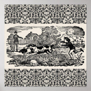 Hund som kör antika husdjurskonst som segrare poster