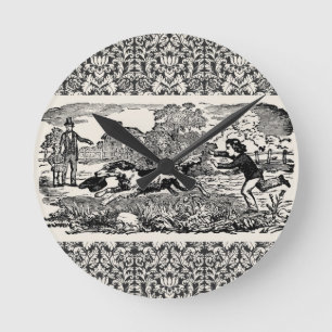 Hund som kör antika husdjurskonst som segrare rund klocka