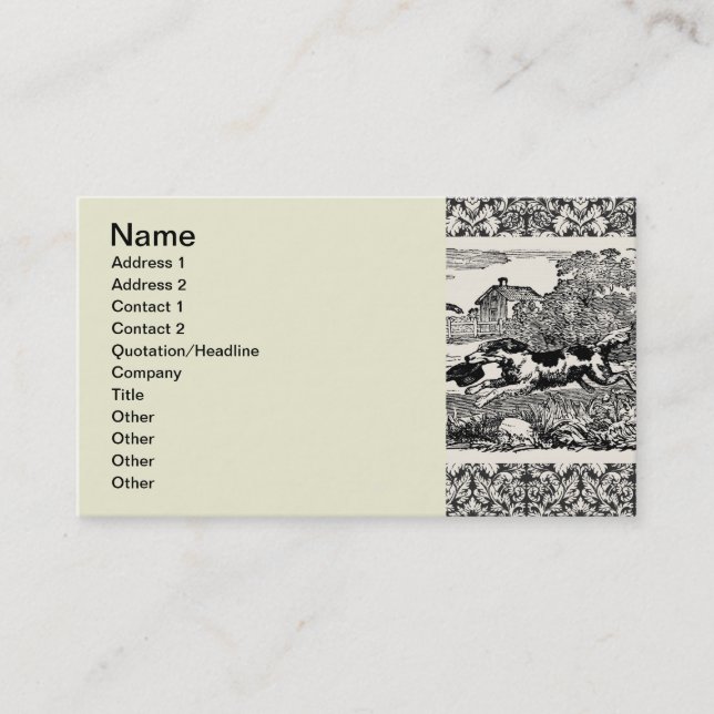 Hund som kör antika husdjurskonst som segrare visitkort (Framsida)