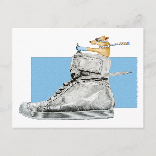 Hund som kör ett vykort för Shoe 2 (Framsida)