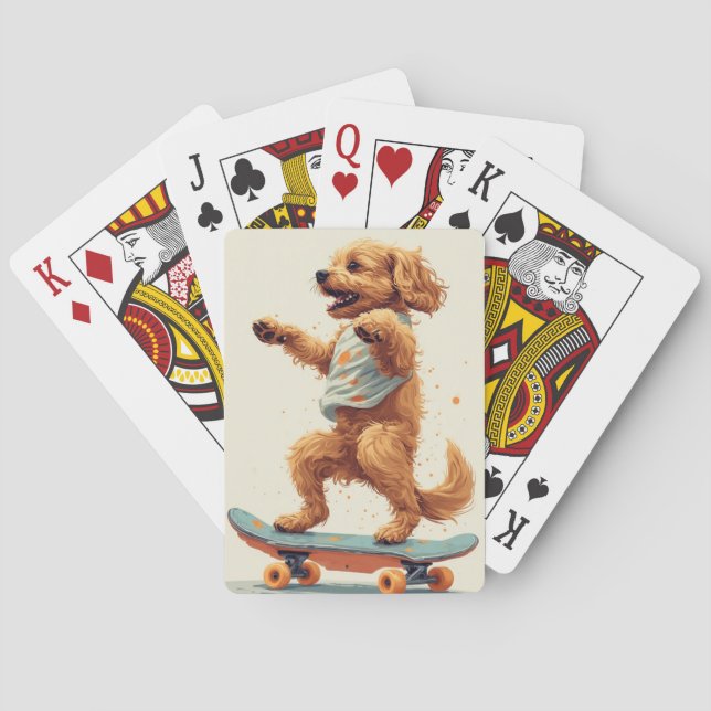 Hund som kör skateboard-pussel casinokort (Baksidan)