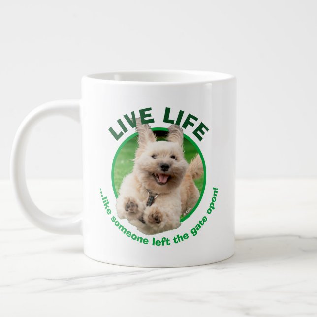 Hund som körs på varv jumbo mugg (Vänster)