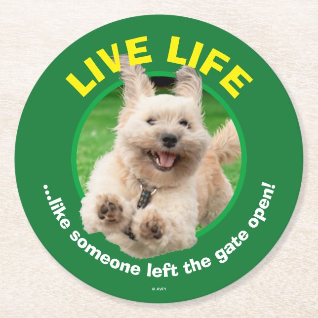 Hund som körs på varv underlägg papper rund (Framsidan)