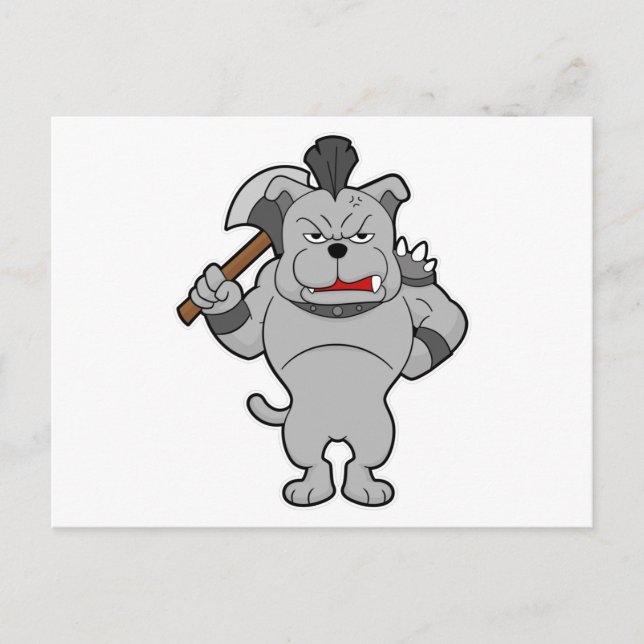 Hund som krigare med yxa vykort (Framsida)