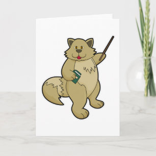 Hund som lärare med bok och pekpinne kort