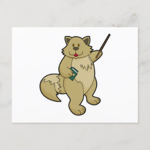 Hund som lärare med bok och pekpinne vykort