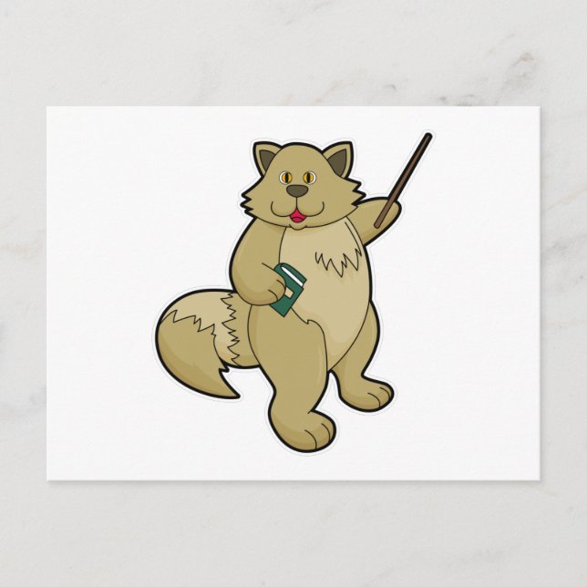 Hund som lärare med bok och pekpinne vykort (Framsida)