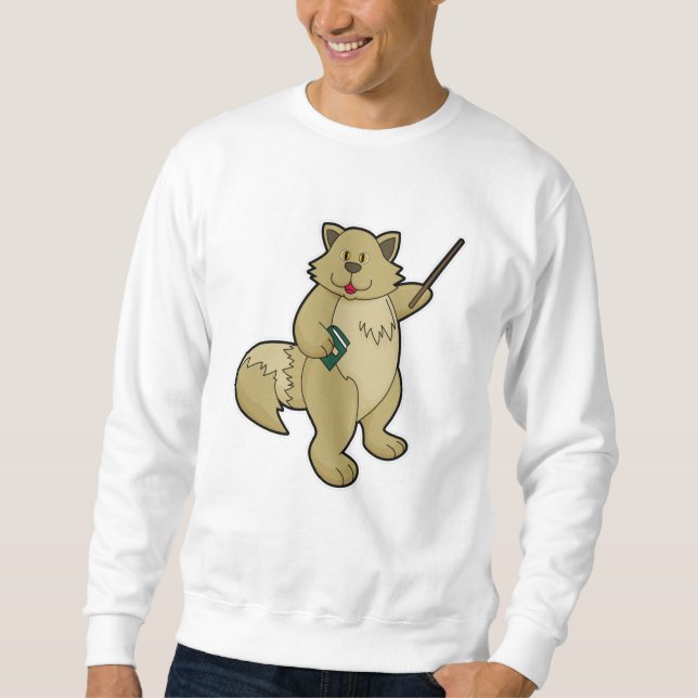 Hund som lärare med Bok & pekare Lång Ärmad Tröja (Framsida)