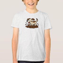 Hund som leker i lera t shirt