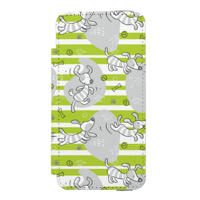 hund som leker mönsterbakgrund incipio iPhone wallet skal (Folio Framsidan)
