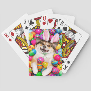 Hund som ligger på påskägg casinokort