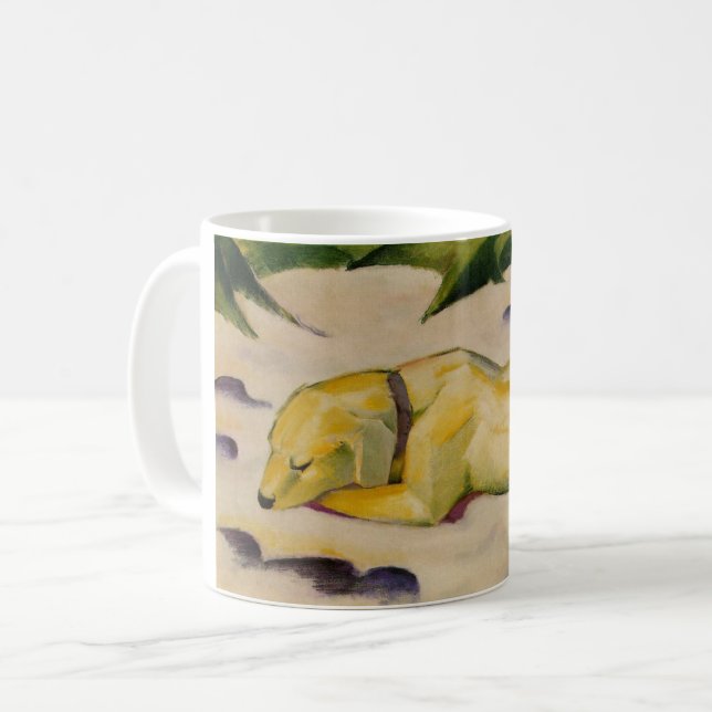 Hund som Ljuger i Snö (av Franz Marc) Kaffemugg (Framsida vänster)