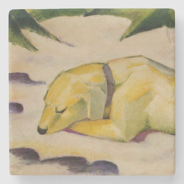 Hund som Ljuger i Snö (av Franz Marc) Stenunderlägg (Framsidan)