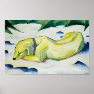 Hund som Ljuger i Snö-målningen av Franz Marc Poster