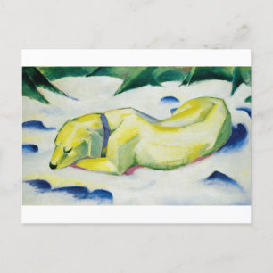 Hund som Ljuger i Snö-målningen av Franz Marc Vykort
