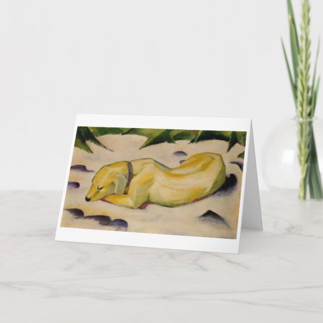 Hund som ljuger i snön - Franz Marc Kort (Framsida)