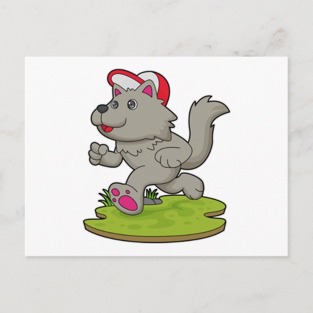 Hund som löpare med keps vykort (Framsida)