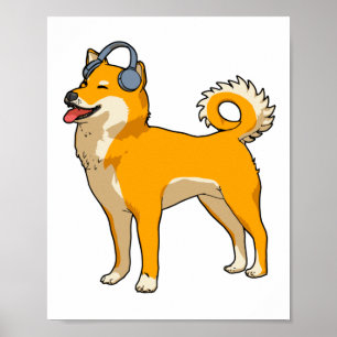 Hund som lyssnar på musik poster