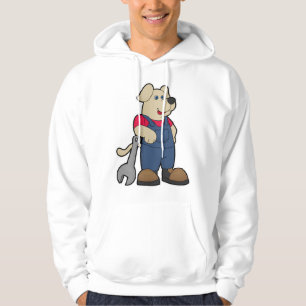 Hund som Mechanic med Wrench Hoodie