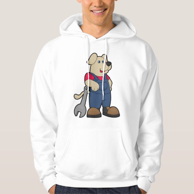 Hund som Mechanic med Wrench Hoodie (Framsida)