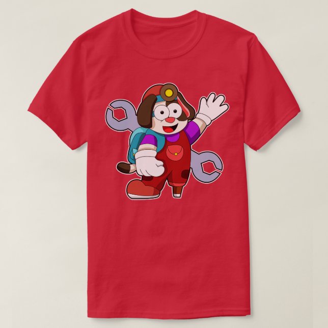 Hund som Mechatronics ingenjör med Wrench T Shirt (Design framsida)