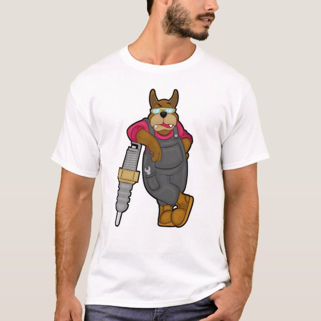Hund som mekanisk med gnisttändning t shirt (Framsida)