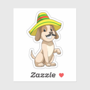Hund som mexikan med straw hat klistermärken